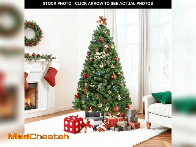 Lot 74-13042724 - 4.5Ft Pre-Lit Artificial Christmas Tree Prelighted Fake Xmas Tree with Foldable Metal Stand,350 Bran...