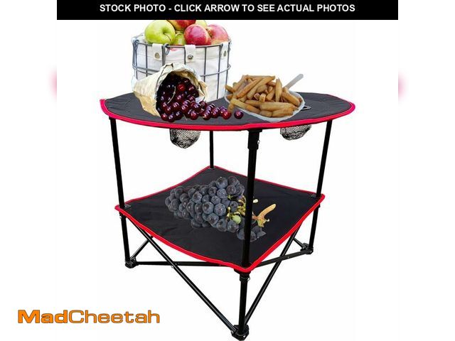 Lot 74-14366694 - ZRSCHYG 2 Tier Outdoor Camping Gear, Foldable Camping Table with Carry Bag and 4 Cup Holders,Lightwe...