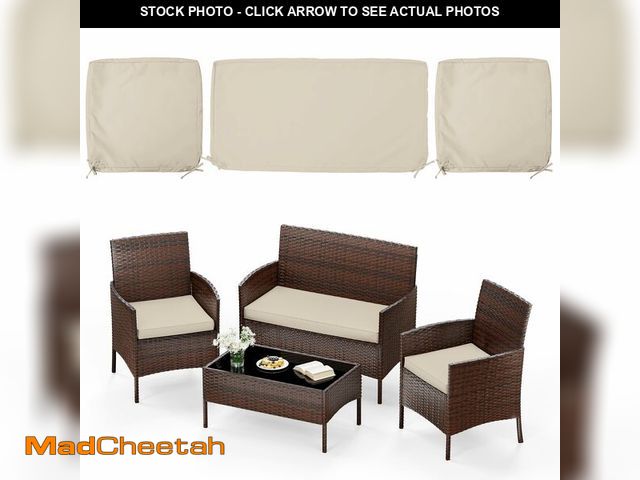 Lot 74-14270981 - Pakunoda 3 Pack of Outdoor Seat Cushion Replacement Set Suitable for 4 Pieces of Wicker Rattan Furni...