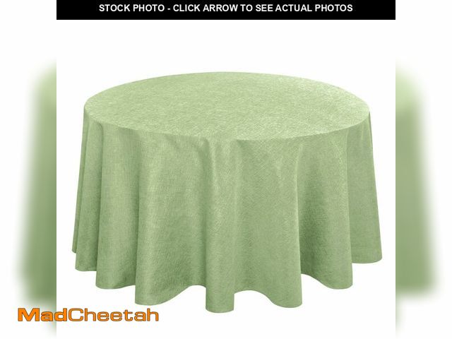 Lot 74-14381287 - Hiasan Faux Linen Tablecloth 120 Inch Round - Wrinkle and Stain Resistant Table Cover Decorative Far...