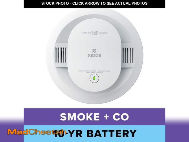 Lot 74-12684153 - Kidde 10-Year Battery Powered Smoke and Carbon Monoxide Detector with Alarm LED Warning Lights 21031...