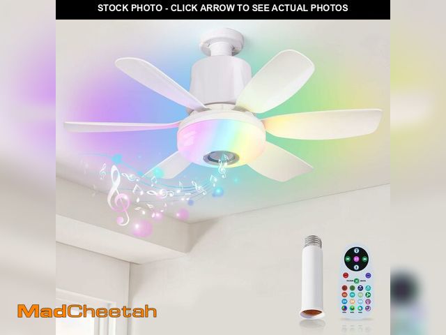 Lot 74-12711882 - Flarouch 4 in 1 Socket Fan Light with Remote, 18.5 inch Small Ceiling Fans with Dimmable Led Light, ...