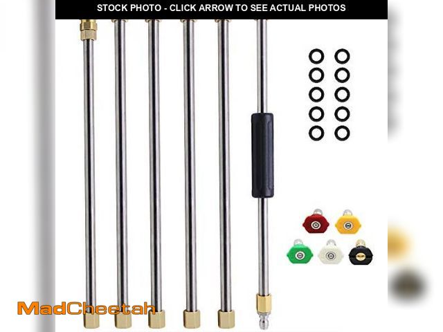 Lot 74-12129652 - Twinkle Star Pressure Washer Extension Wand Set, 8 ft 7 Pack Replacement Lance with 5 Nozzle Tips, 4...