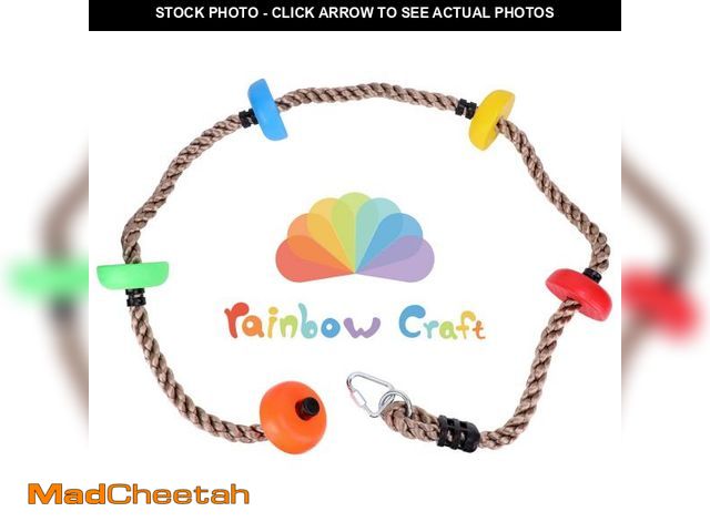 Lot 74-11555754 - Rainbow Craft Colorful Climbing Rope - 6.5ft with 5 Knotted Foot - Kids Ninja Rope for Ninja Warrior...
