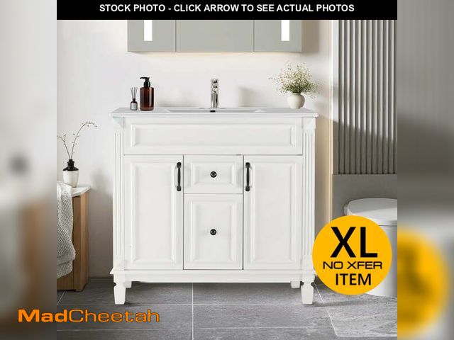 Lot 74-12936684 - EDX 36-inch Bathroom Vanity Cabinet, Freestanding Modern Cabinet Vanity with Sink, 2 Soft-Closing Do...