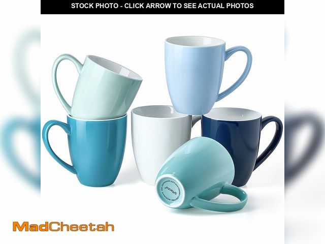 Lot 74-12716111 - Porcelain Coffee Mugs Set of 6, 13 Ounce Coffee Cups with Handle, Ceramic Tea Mugs for Latte, Hot Te...