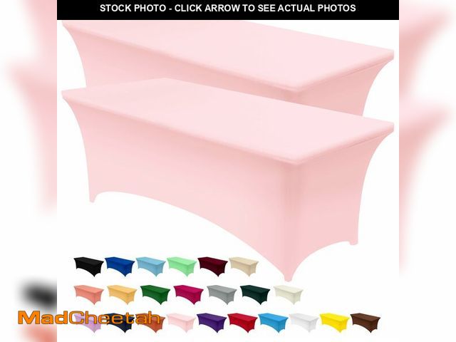 Lot 74-14386306 - Utopia Kitchen Spandex Tablecloth 2 Pack [8FT, Pink] Tight, Fitted, Washable and Wrinkle Resistant S...