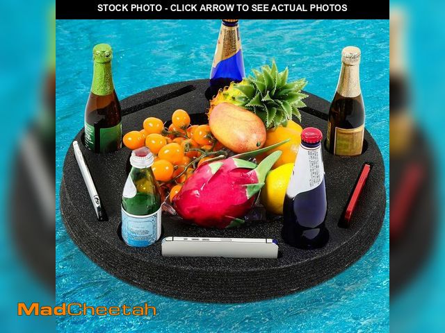 Lot 74-12720383 - Qinyoung Large Floating Drink Holder Black Floating Refreshment Table Tray 5 Compartment Versatile a...