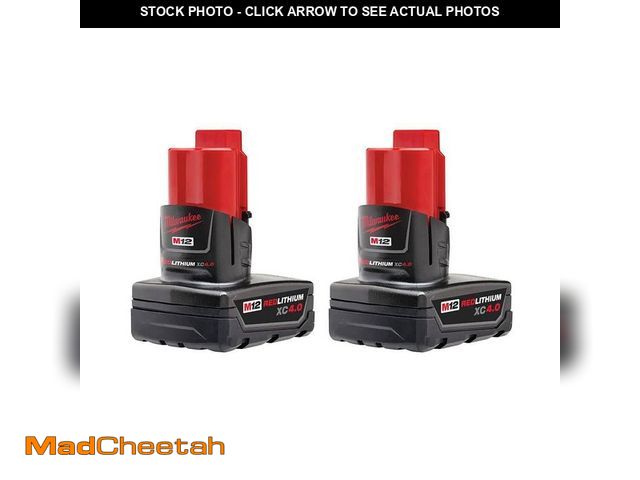 Lot 74-14468279 - Milwaukee M12 12-Volt Lithium-Ion XC Extended Capacity 4.0 Ah Battery Pack (2-Pack) 48-11-2442 - UNU...
