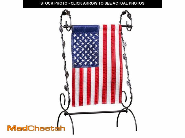 Lot 74-14059102 - Evergreen Scroll American Garden Flag Stand Leaves Vine | Premium Metal Iron Flag Holder Stand | Fit...