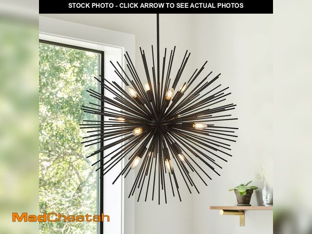 Lot 74-12312503 - Salaiwei 31.5" 12-Light Black Sputnik Chandelier Modern Industrial Foyer Light Fixtures, Adjustable ...