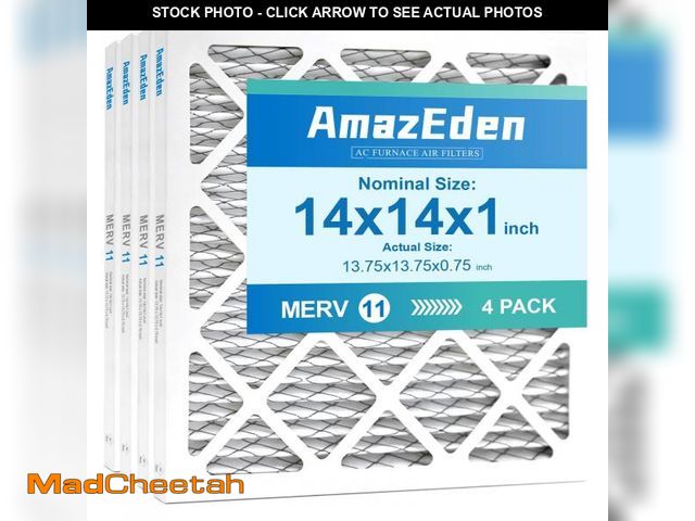 Lot 74-11546188 - AmazEden 14x14x1 AC Furnace Air Filter (4-Pack) MERV 11 MPR 1000 &amp; FPR 7 Pleated HVAC Furnace Du...
