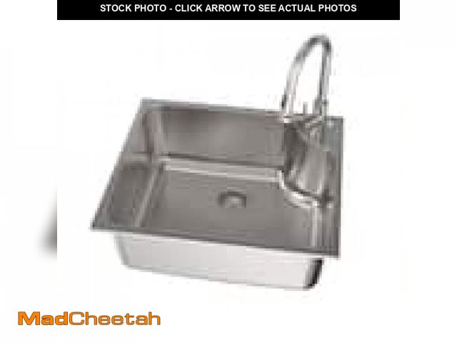 Lot 74-12146973 - 9.5 in. Deep Stainless Steel Sink With Pull-Down, Flex Neck Faucet, 1.8 GPM - UNUSED
