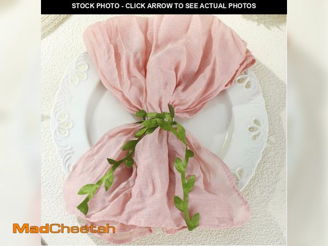 Lot 74-14298113 - HunnmingRe 80 Set Cheesecloth Napkins with Leaf Ribbon Ring Summer Gauze Cloth of 18x18 Inch Napkin ...