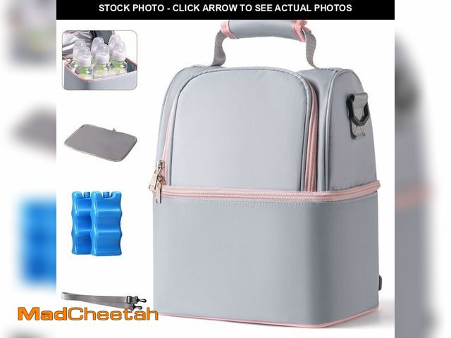 Lot 74-14211736 - NCVI Breastmilk Cooler Bag with 2 Ice Pack, Breast Pump Bag with Cooler Fits 6 Bottles, Double Layer...