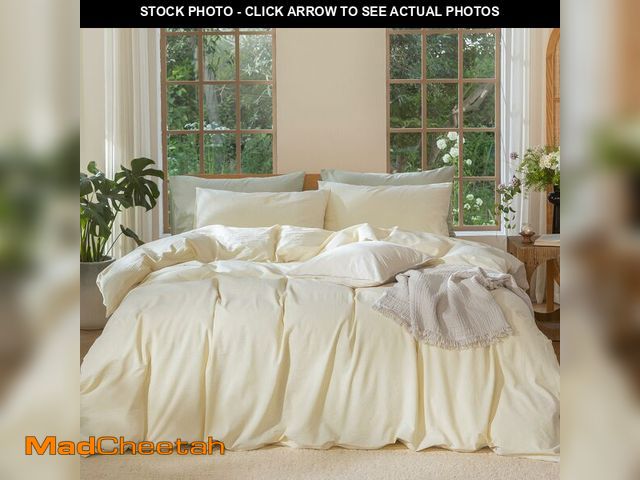 Lot 74-13952522 - MooMee Bedding Duvet Cover Set 100% Washed Cotton Linen Like Textured Breathable Durable Soft Comfy ...