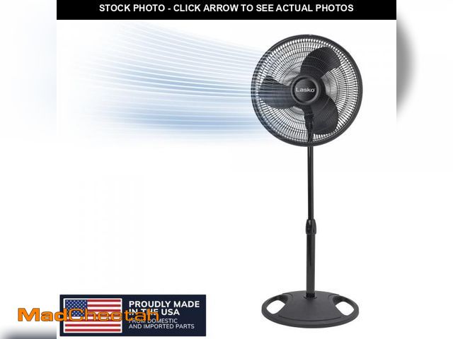 Lot 74-12537644 - Lasko 16â 3-Speed Adjustable Oscillating Pedestal Fan, Black, S16500 New - UNUSED