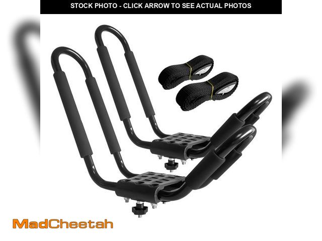 Lot 74-12115747 - HIGHRAZON Kayak Roof Rack, 1 Pair J-Bar Roof Rack with 2 Ropes. Heavy Duty Kayak Roof Carrier for Yo...