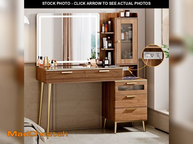 Lot 74-13073893 - Arulvmrn Vanity Desk with 29.53" HD Lighted Mirror, 47.24" Big Modern Vanity Desk with Mirror and Li...