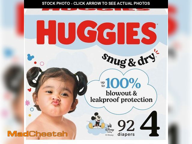 Lot 74-14304944 - Huggies Size 4 Diapers, Snug &amp; Dry Baby Diapers, Size 4 (22-37 lbs), 92 Count, Packaging May Var...