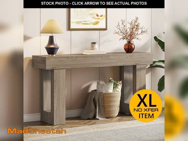 Lot 74-12785855 - (MISSING HARDWARE) Tribesigns 63-Inch Long Console Table, Wooden Rectangular Sofa Table Behind The C...