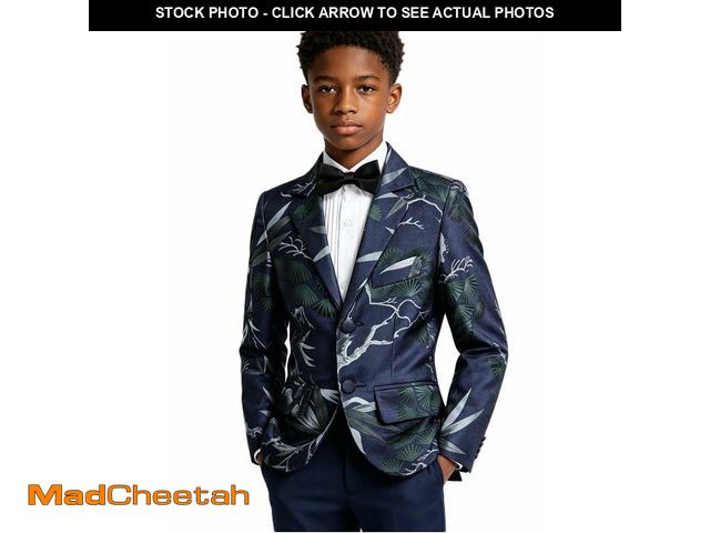 Lot 74-14146538 - DHTS Teens Boy Suit Slim Fit 2 Pieces Embroidery Tuxedo Dress Suits for Youth Boys Blue Size 14 Jack...