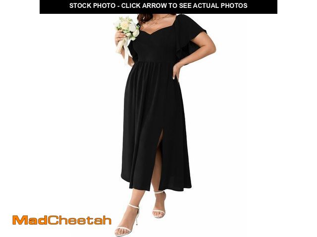 Lot 74-12977552 - SCOMCHIC Women Plus Size Dresses Short Sleeve Sweetheart Neckline Wedding Guest Cocktail Smocked A L...