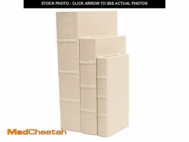 Lot 74-13541988 - DECOR4SEASON Decorative Book Boxes Set of 3 Ã¢â¬â Modern Faux Linen &amp; Wood Hidden Storage for...