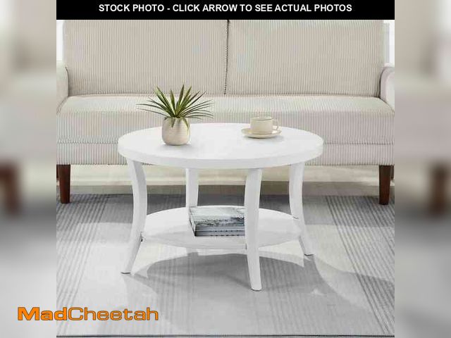 Lot 74-12746479 - (CRACKED ON TABLE) Convenience Concepts Charleston 30 in. L White Round MDF Coffee Table with Shelf ...