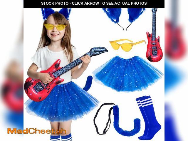 Lot 74-12976542 - Pikpops 6 Pcs Girls Blue Cat Costume Accessories Set- Include Fluffy Kitty Ears Headband &amp; Tails...