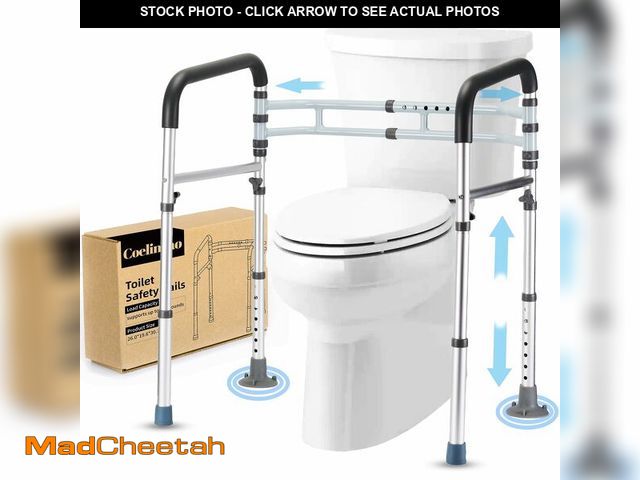 Lot 74-13630926 - Toilet Safety Rails (300 LB) Ã¢â¬â Adjustable, Foldable Toilet Handle Frame for Elderly &amp; Dis...