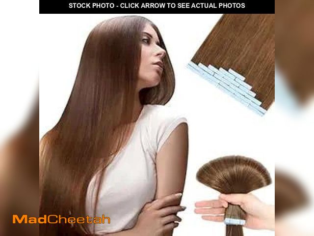 Lot 74-12127433 - Jerriess Tape in Human Hair Extensions, Remy Seamless, Light Brown(#6) Straight, Silky &amp; Thick, ...