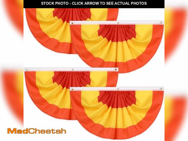 Lot 74-12707137 - VitalCozy 4 Pcs Fall Pleated Fan Flags 3 x 6 Feet Thanksgiving Pleated Flag Buntings for Outside Ora...