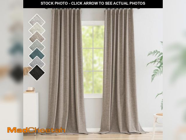 Lot 74-12051243 - Novecozy 100% Blackout Curtains 96 Inches Length Long, Linen Thermal Insulated Curtains &amp; Drapes...