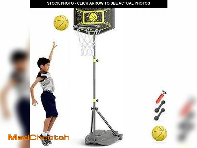 Lot 74-12126434 - Kids Basketball Hoop Indoor Outdoor Portable Adjustable Height 3.6ft-6.2ft Toddler Basketball Hoop f...