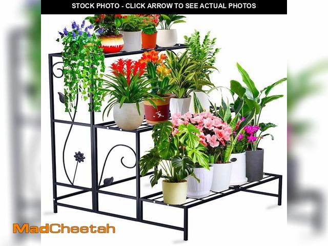 Lot 74-12779223 - Flyclix 3-Tier Metal Plant Stands for Indoors and Outdoor Use â Durable Waterproof Plant Shelf Per...