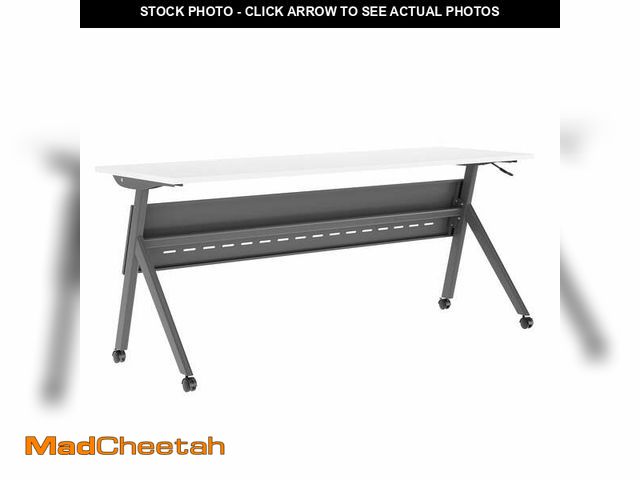 Lot 74-12568274 - Flash Furniture Davis 72 W X 24 D Foldable Training Room Table Laminate White Tabletop/Gray Frame - ...