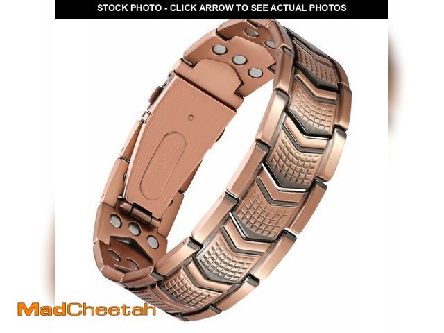 Lot 74-12713298 - Jecanori Copper Bracelet for Men, 3X Strength Magnetic Bracelets for Men - Premium Fold-Over Clasp -...