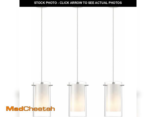 Lot 74-14078502 - AKEZON 3-Light Pendant Lights, Kitchen Island Glass Hanging Light Fixture, Adjustable Height, Brushe...