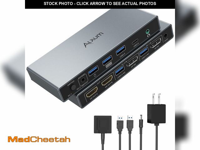 Lot 74-14056560 - Alxum Displayport KVM Switch 2 Monitors 2 Computers,4K 60Hz KVM Switch Display Port with 4 USB 3.0 P...