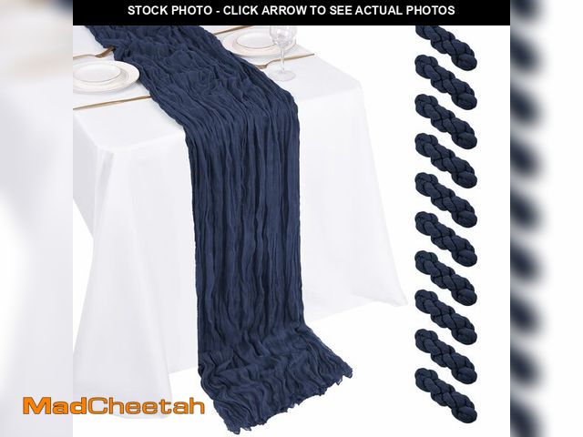 Lot 74-14471732 - 10 Pack Navy Blue Cheesecloth Table Runner 17x108 Inch Boho Gauze Cheese Cloth Table Runners for Wed...