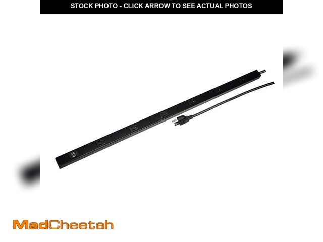 Lot 74-12851124 - Commercial Electric 6-Outlet 2 USB Metal Power Strip, Black - UNUSED