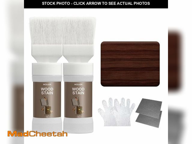 Lot 74-14270189 - MOLLOR 2 Pack Built-in Brush Wood Stain, Water Based Dark Oak Wood Stain and Sealer in One - No Prim...