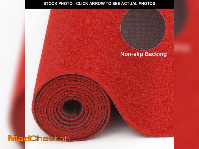 Lot 74-14354305 - IAJXWI 3.3' x 10' Red Carpet Runner, Long Carpet Roll with Rubber Backing, Reusable Red Runner Rug f...