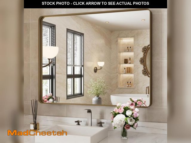 Lot 74-12513059 - WEER Bronze Bathroom Wall Mirror, 40x30 Inch Oil Rubbed Bronze Vanity Mirror, Farmhouse Bronze Mirro...