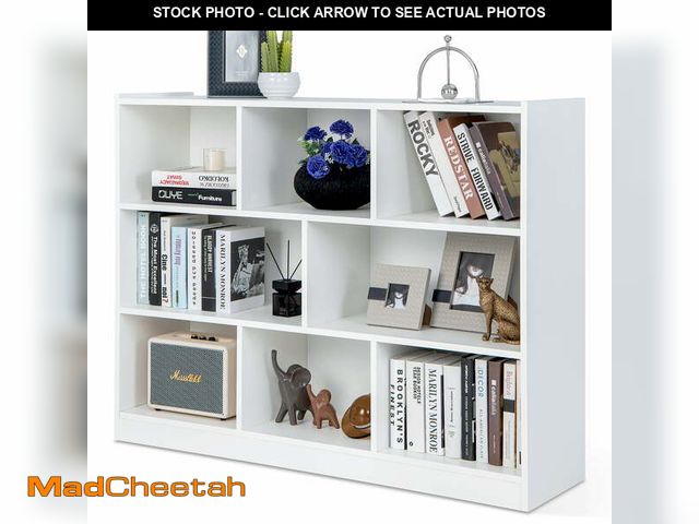 Lot 74-12890863 - Costway 3-tier Open Bookcase 8-Cube Floor Standing Storage Shelves Display Cabinet White - UNUSED