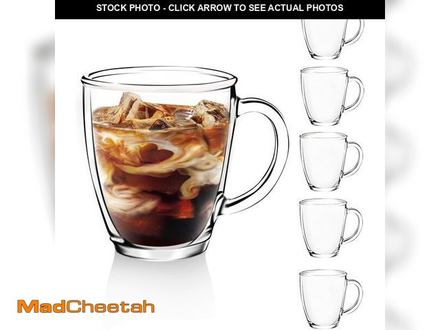 Lot 74-14207727 - D.M DESIGNÃÂ·MASTER [6 PACK,12 OZ - Premium Glass Coffee Mugs with Handle. Transparent Tea Glasses ...
