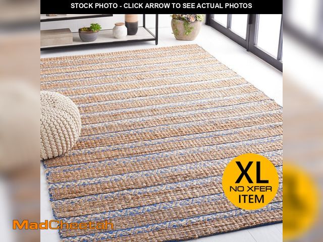Lot 74-13791153 - SAFAVIEH Natural Fiber Collection Area Rug - 5' x 8', Blue &amp; Natural, Handmade Flat Weave Stripe...
