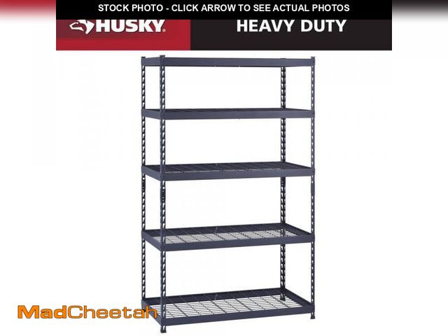 Lot 74-12390451 - Husky 5-Shelf Metal Heavy-Duty Adjustable Garage Storage Shelving Unit in Black (48 in. W x 78 in. H...