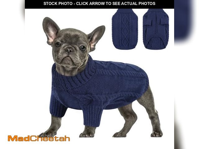 Lot 74-12716346 - Queenmore Small Dog Pullover Sweater, Cold Weather Cable Knitwear, Classic Turtleneck Thick Warm Clo...